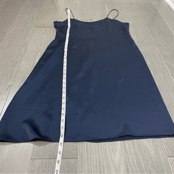Rickie Freeman Teri Jon Silk Satin Slip Dress Navy Blue 6 Midi Spaghetti Strap - Picture 14 of 14